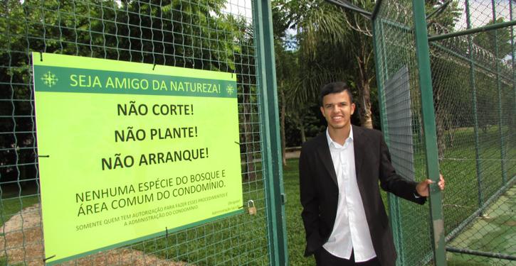 O condomínio Residencial Up Life possui área de APP e as normas ambientais são seguidas rigorosamente pelo síndico Gelson Carlos de Lima da Silva e moradores.